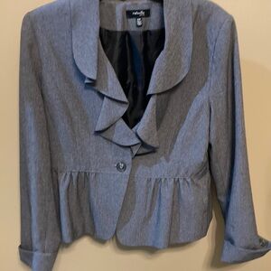 Rafaella Gray Peplum Blazer with Ruffled Lapel
